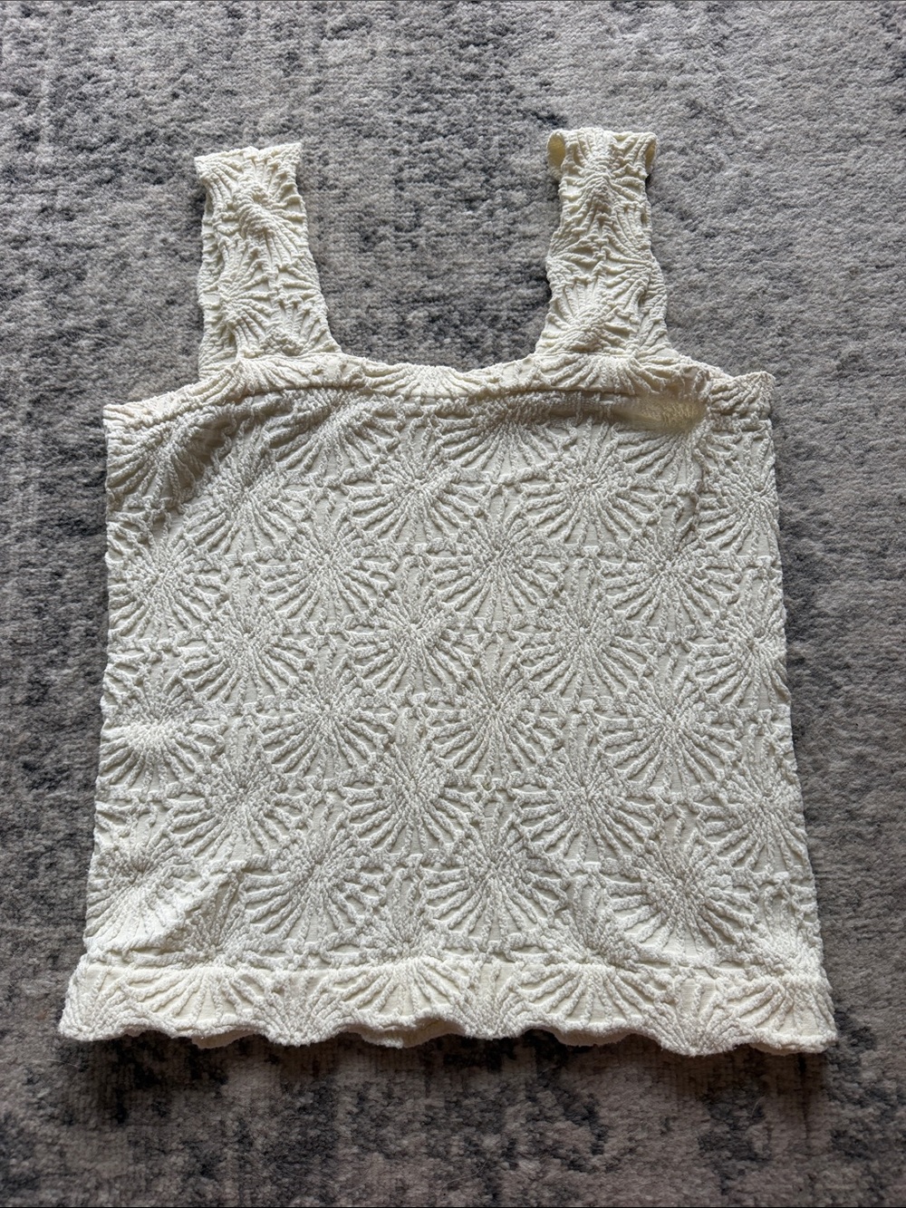Amazon Cream Crochet Square-Neck Tank Top